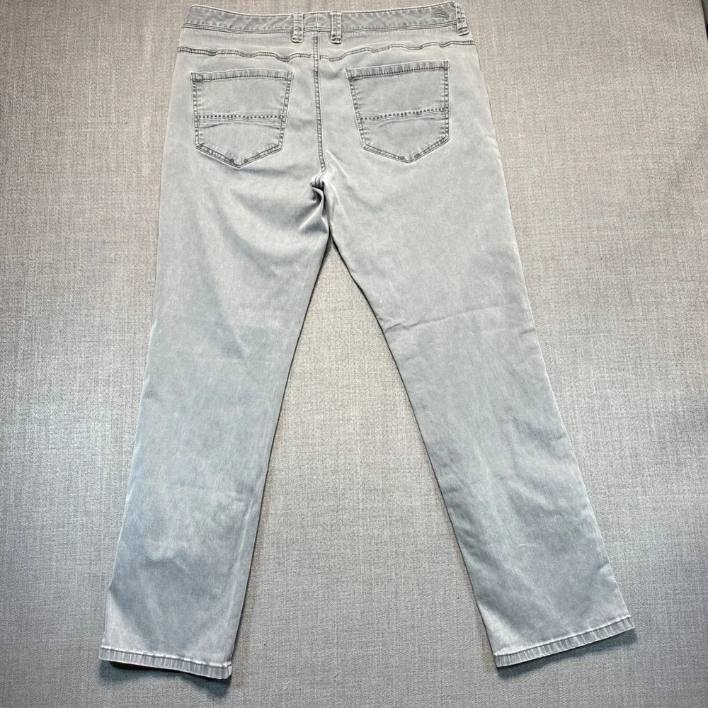 Tommy Bahama Mens Gray Straight Leg Jeans 35x30 Casual Five Pocket Pants